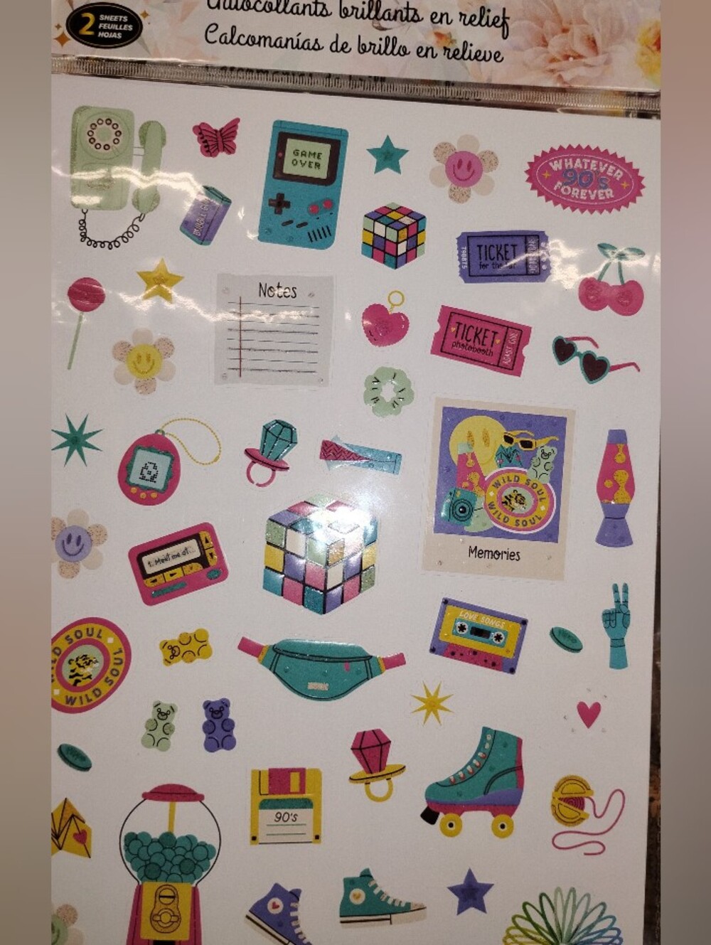 Colorful 90s Retro Sticker Sheet - Pastel Teal, Pink & Yellow